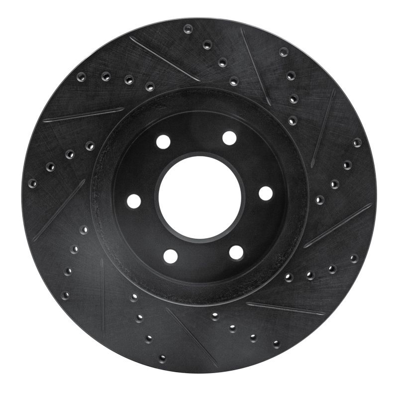 Chevrolet Trailblazer Brake Rotor (1) - Front Left - R1 Concepts - Drilled & Slotted - Black - `06-`09